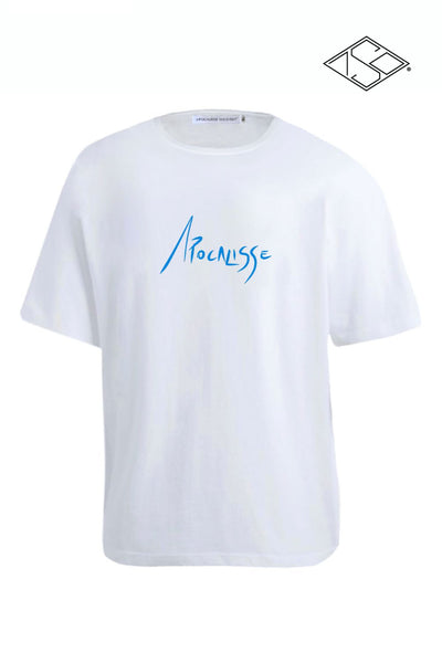 Apocalisse Basic edition light blue print white tshirt by ApocalisseSoldOut® Fashion Brand