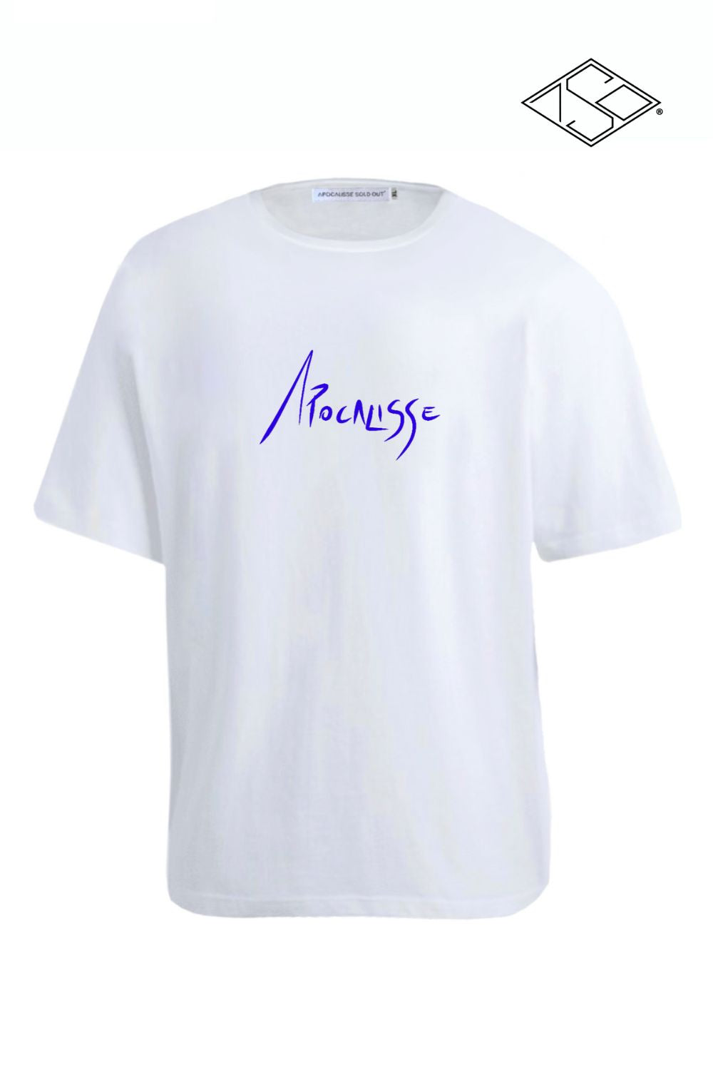 Apocalisse Basic edition blu print white tshirt by ApocalisseSoldOut® Fashion Brand