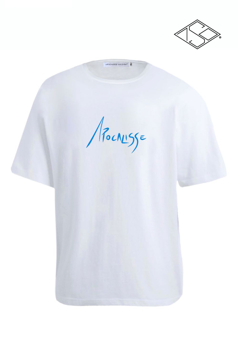 Apocalisse Basic edition light blue print white tshirt by ApocalisseSoldOut® Fashion Brand